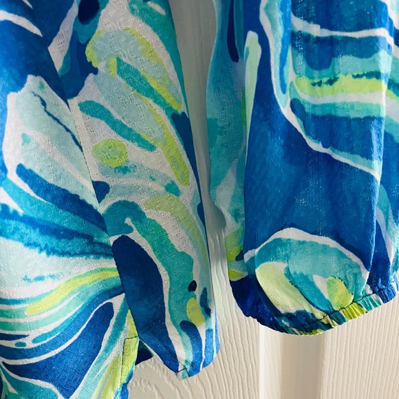 LILLY PULITZER ELSA BUTTON FRONT BECKON PALM PASSAGE BLOUSE TOP SIZE MEDIUM - Picture 6 of 9